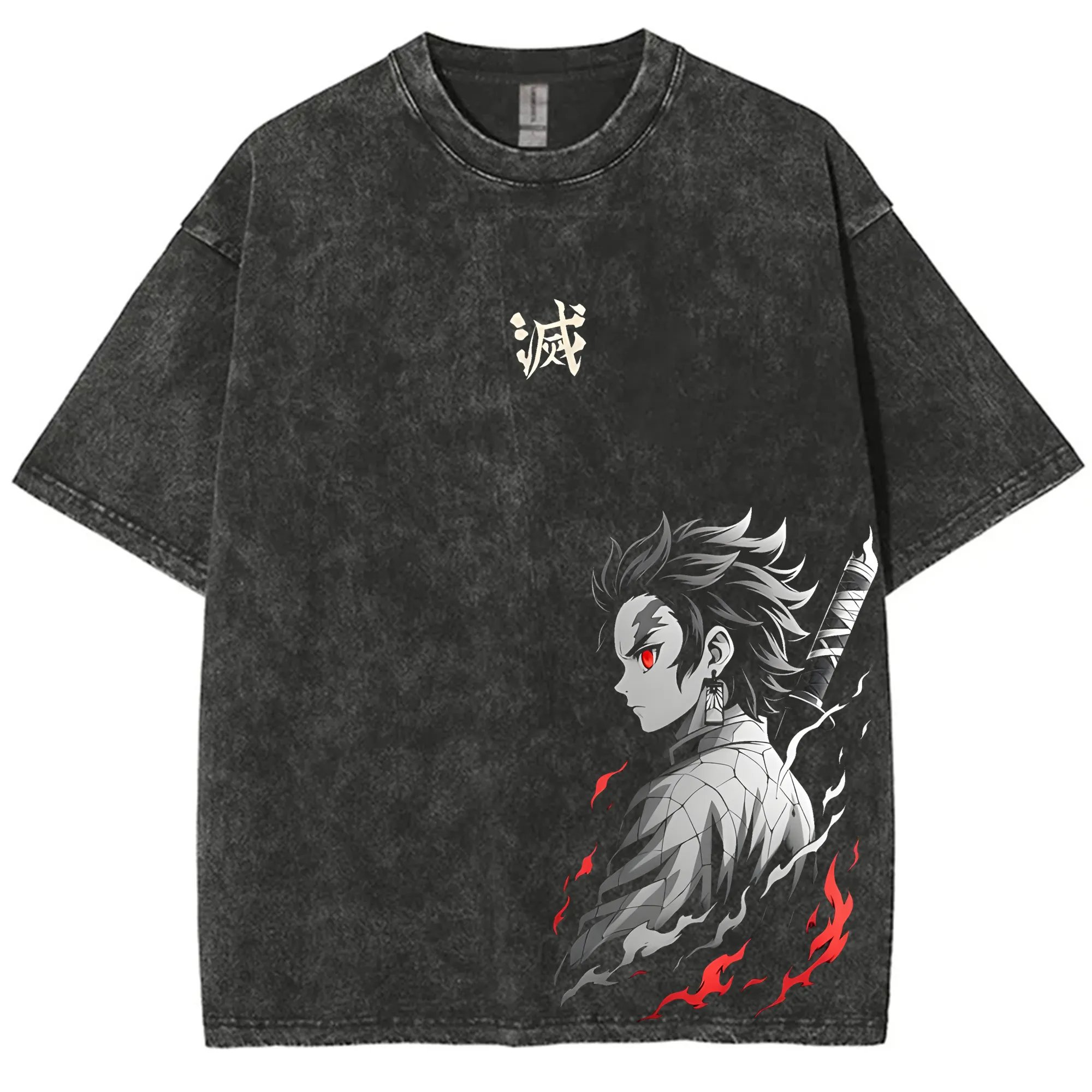 Anime Cosplay Pokemon - Streetwear Dämon Slayer Vintage Gewaschen Grafik