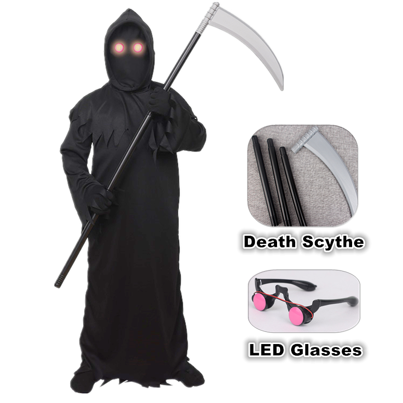 Anime Cosplay Eyes - Halloween Sensenmann Horror-Kostüm Schwarzer Hut Seltsame