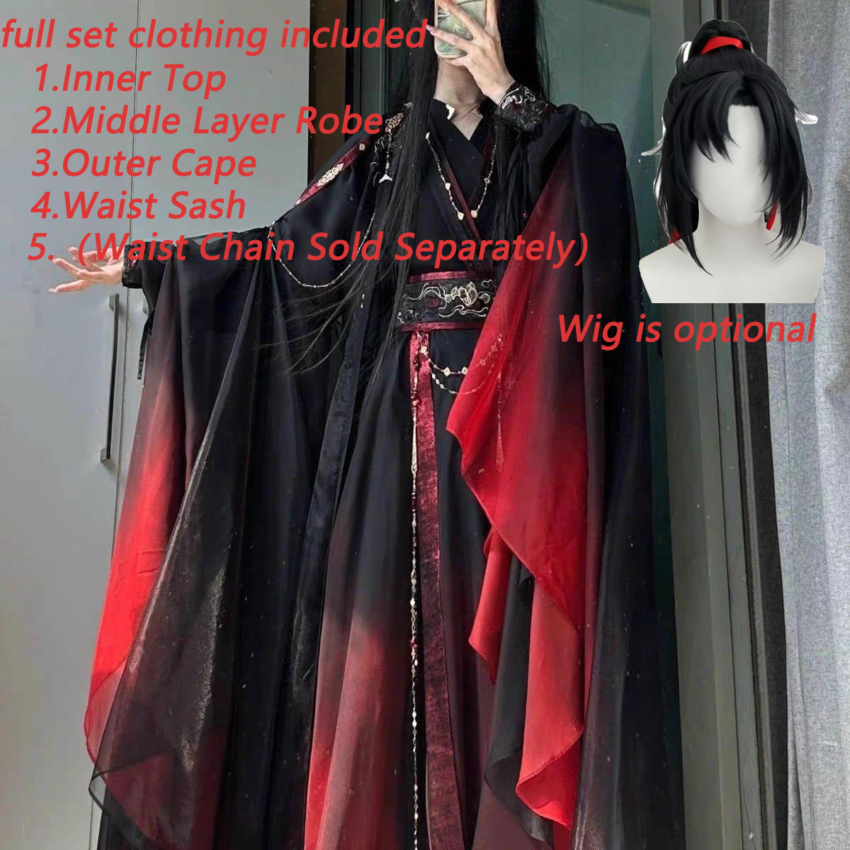 Anime Cosplay Show - Unisex Antike Chinesische Xianxia-Robe 4-teiliges Set,