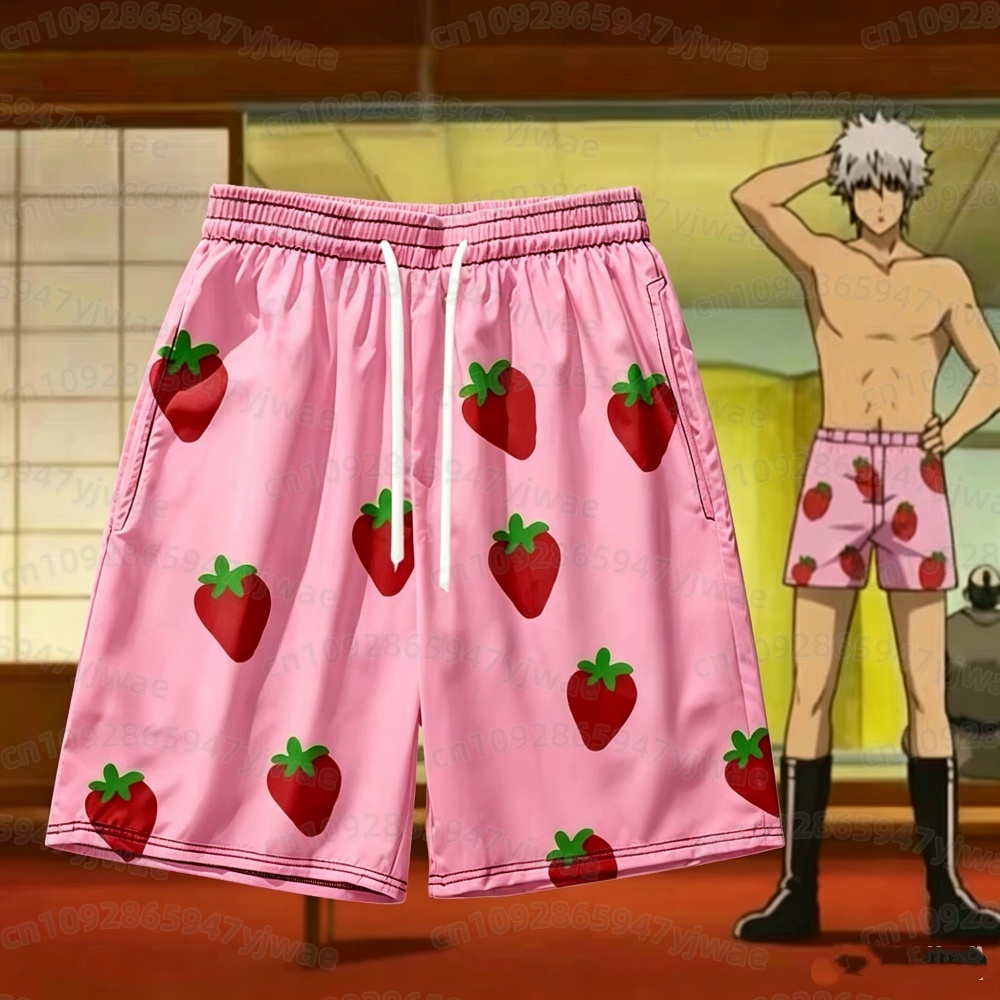 Costume Anime Cosplay - 2026 Herren Rosa Erdbeer-Shorts Anime GINTAMA