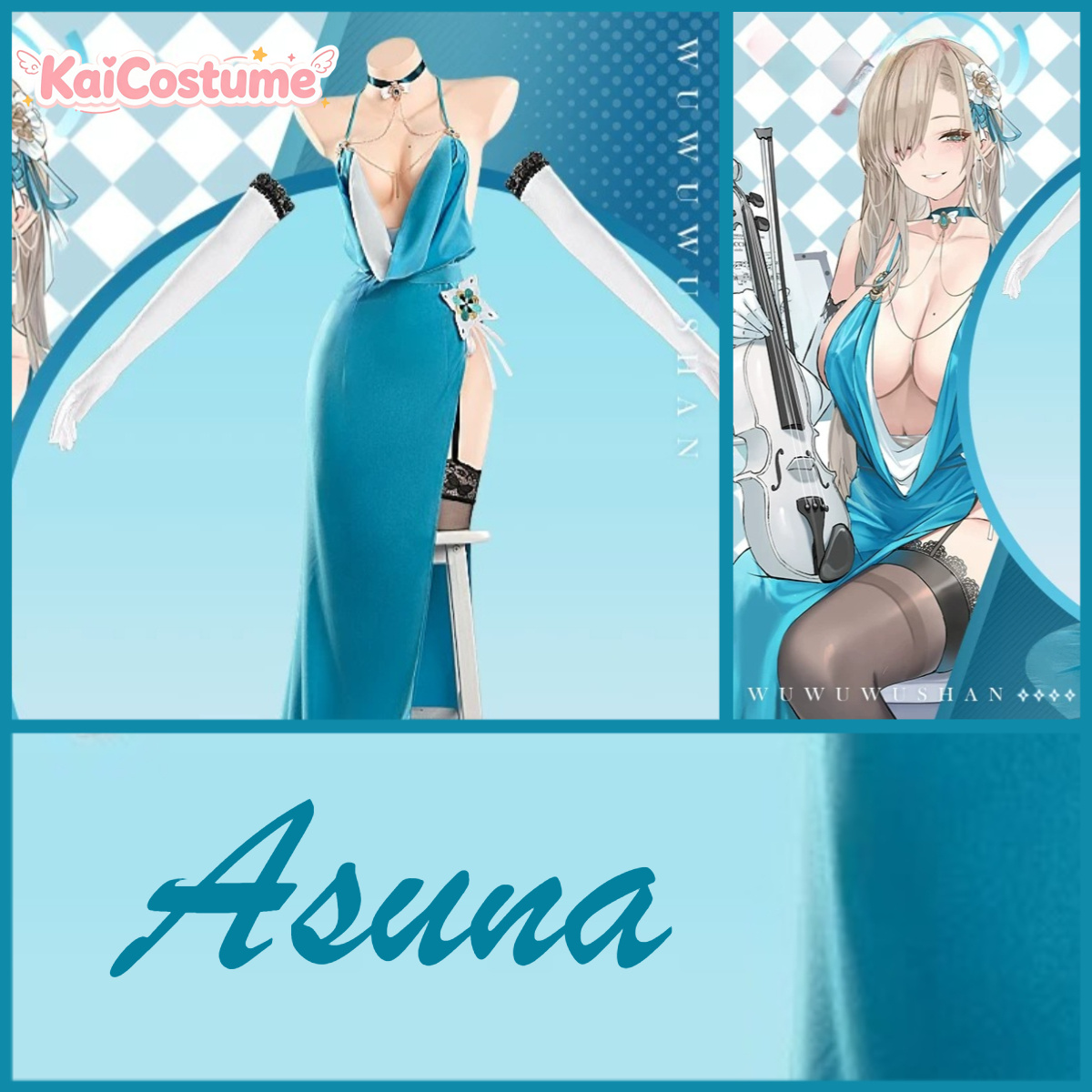 Anime Cosplay Photoshoot - Blue Archive Asuna Abendkleid Cosplay Komplettset