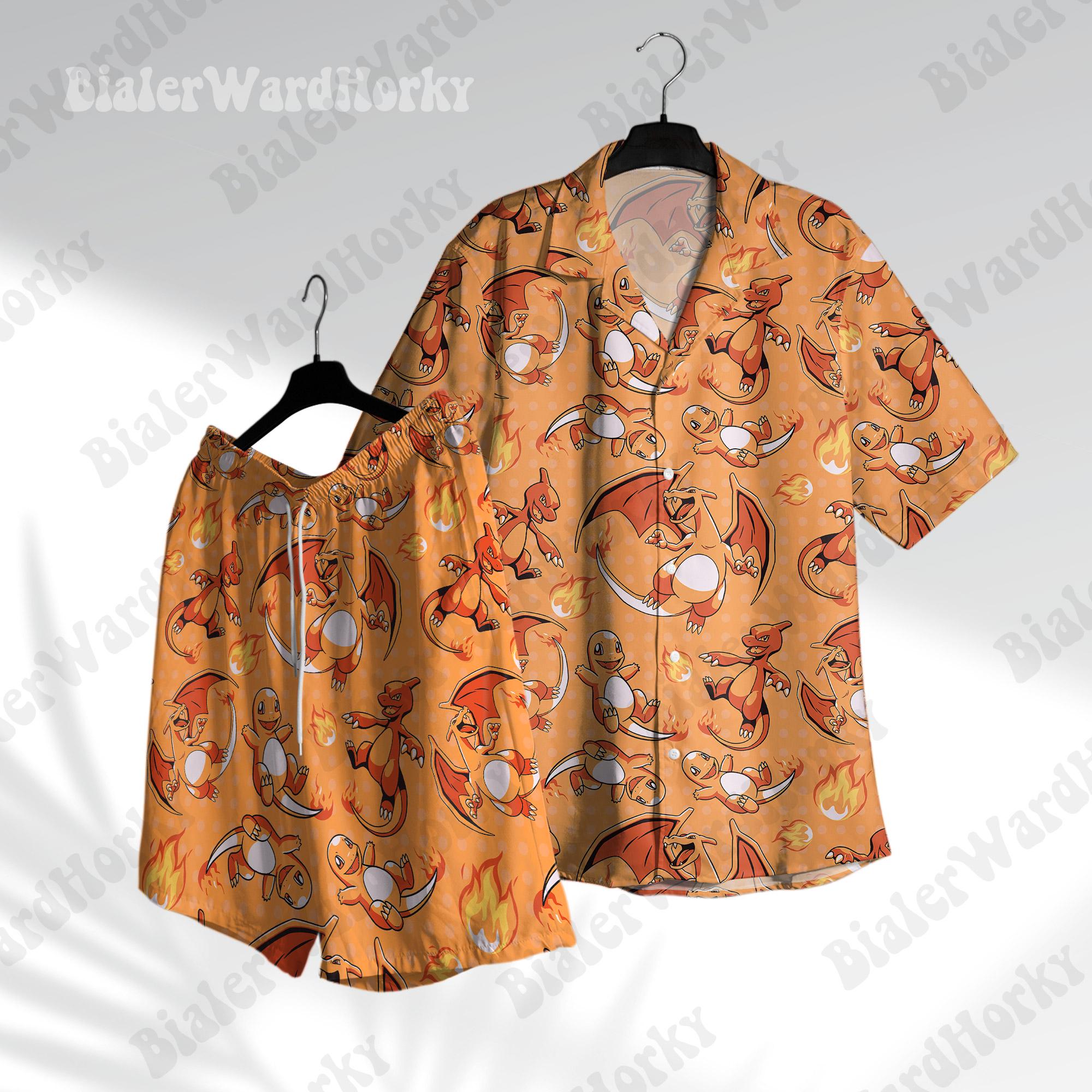 Anime Cosplay Pokemon - Pokémon Charizard Hawaii-Hemd Charmeleon Anime-Grafik Urlaubsbekleidung