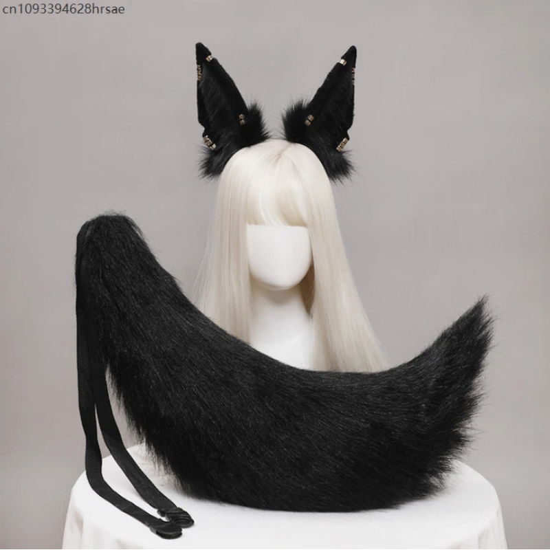 Egypt Cosplay Anime - Antike ägyptische Mythologie Plüsch-Stirnband-Set mit Wolfsohren
