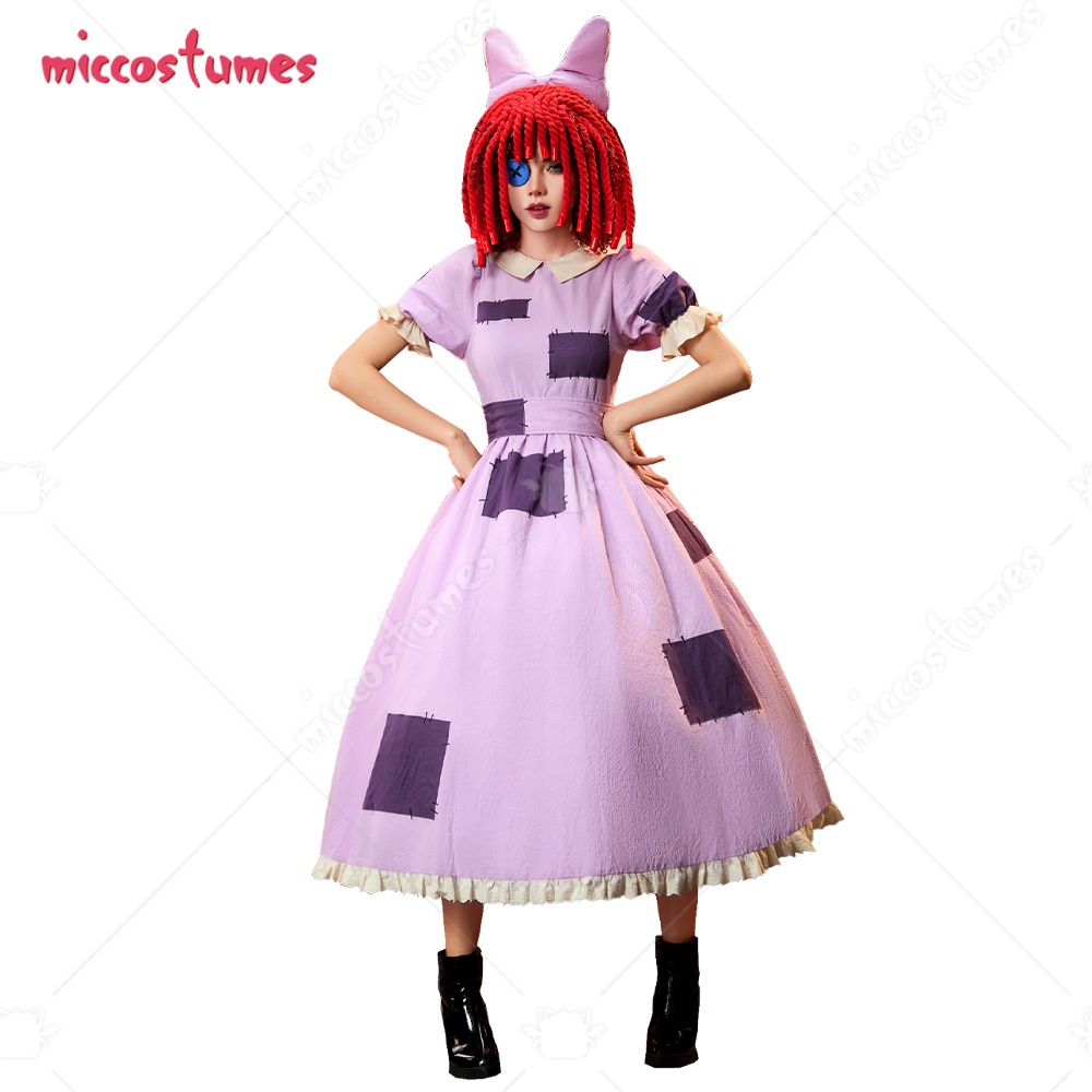 Anime Cosplay Eyes - 【Versandbereit】Cosplay.fm Damen Cosplay-Kostüm Lumpenpuppe Lila Patchwork-Kleid