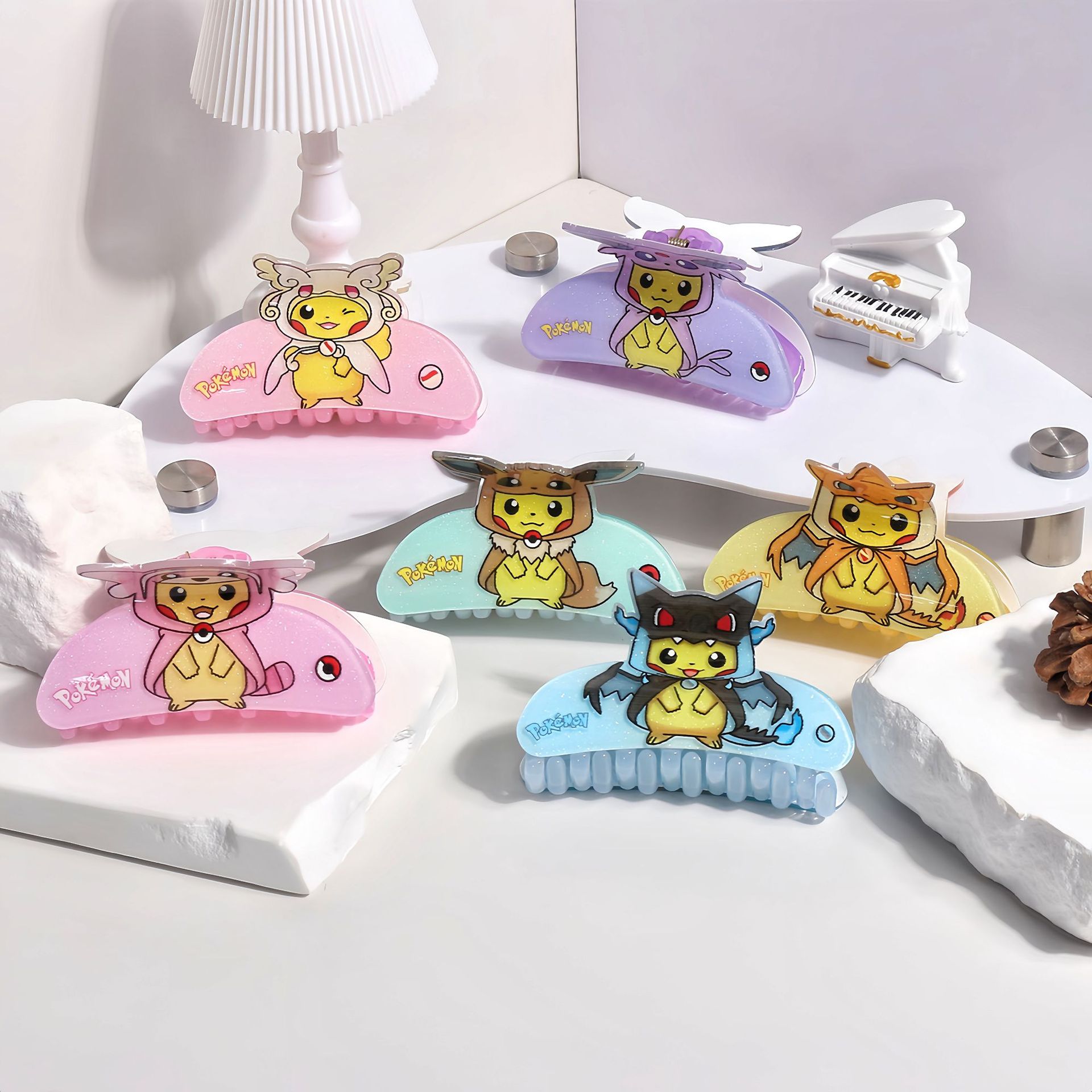 Anime Cosplay Pokemon - Niedliche Anime-Cartoon-Pokemon-Pikachu-Cosplay-Eevee-Design-Haarspange für Mädchen, vielseitiger Haarclip,