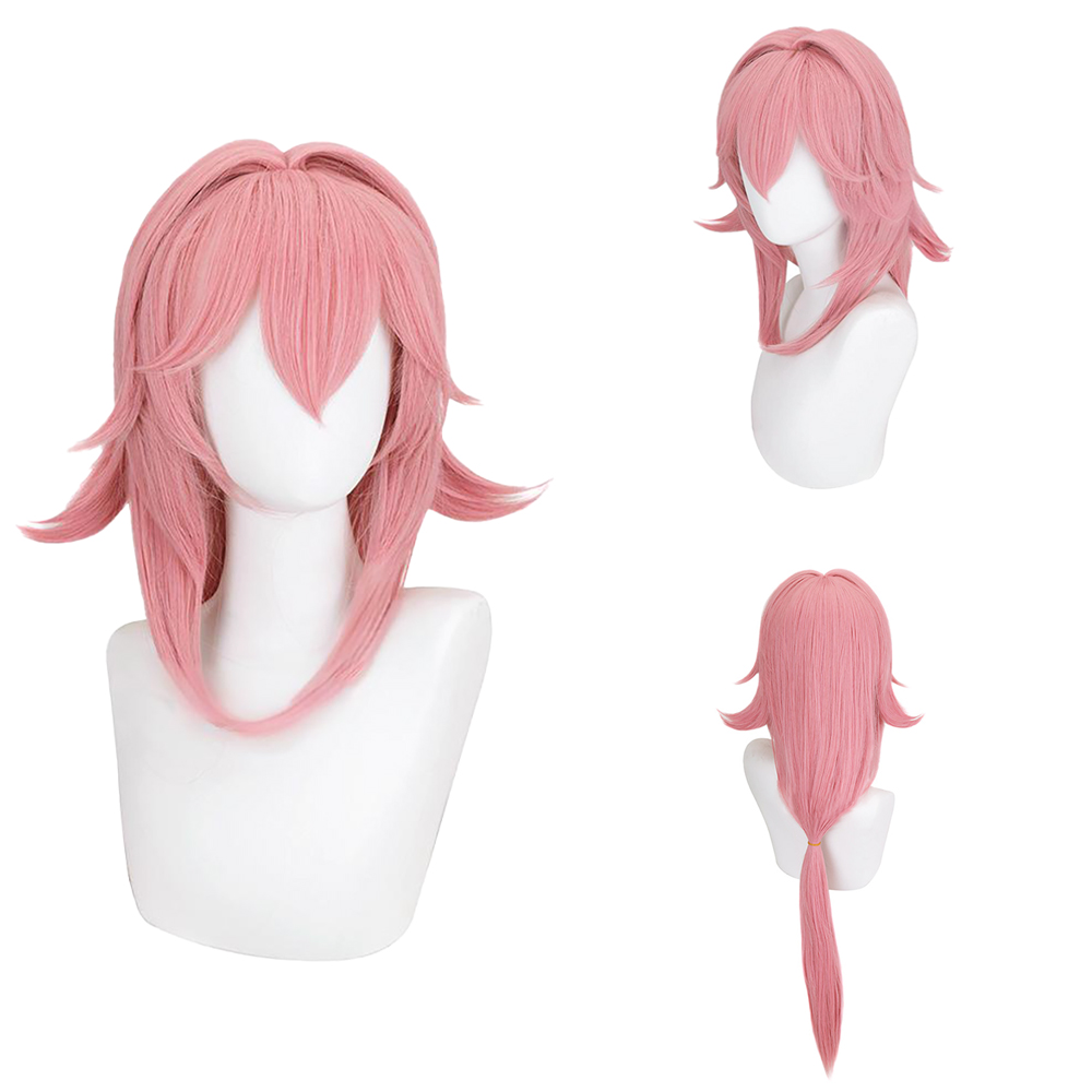 Yae Miko Cosplay-Perücke, rosa – Anime Cosplay Photoshoot Bewertung und Preis