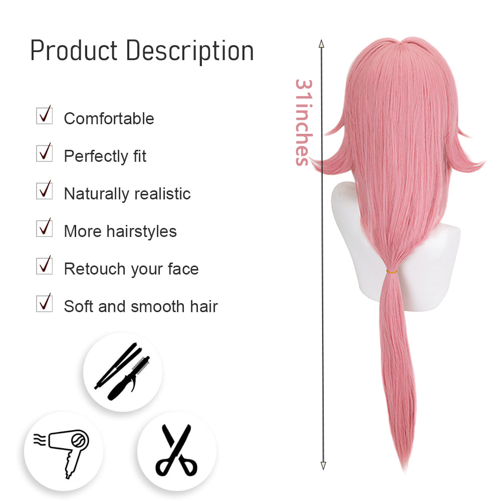 Yae Miko Cosplay-Perücke, rosa – Anime Cosplay Photoshoot Bewertung und Preis